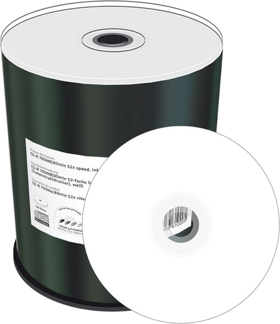 Диск MediaRange CD-R 700 Мб / 80 min 52x speed / inkjet fullsurface printable Cakebox 100 шт (MR203) - зображення 1