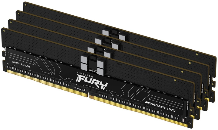 Pamięć RAM Kingston Fury DDR5-5600 131072MB PC5-44800 (Kit of 4x32768) Renegade Pro XMP ECC Registered 1Rx4 Black (KF556R36RBK4-128) - obraz 1