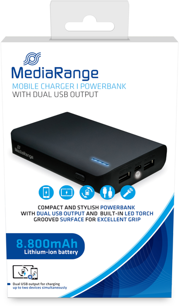 УМБ MediaRange 2xUSB 2.0 8800 mAh Black (MR752) - зображення 3