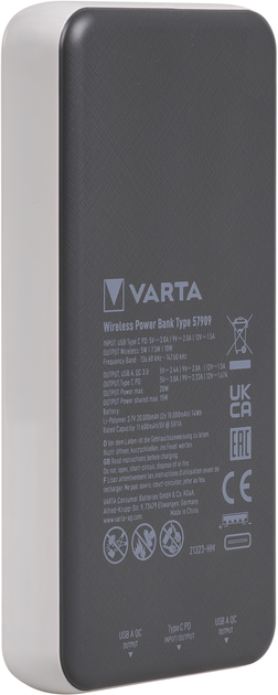 Powerbank Varta Wireless 20000 mAh Biały (4008496056101) - obraz 4