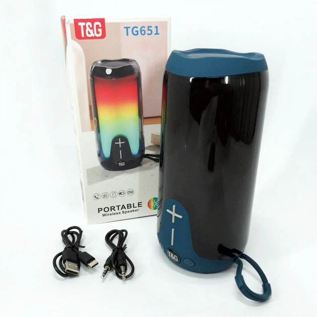 Bluetooth-колонка TG 651 blue с RGB - изображение 9