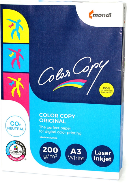 Papier biurowy Mondi Color Copy A3 200 g/m2 klas A+ 250 arkuszy White (9003974404295) - obraz 1
