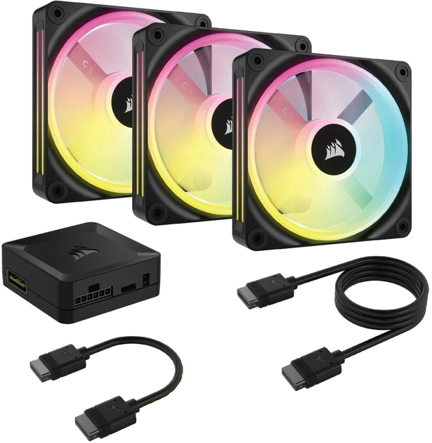 Набор вентиляторов Corsair iCUE Link QX120 RGB PWM PC Fans Starter Kit ...