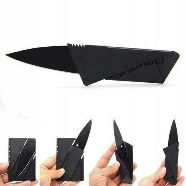 Ножик складной CardSharp в виде пластиковой карты хирургическая сталь 85х54х2 мм Черный (164) - изображение 2