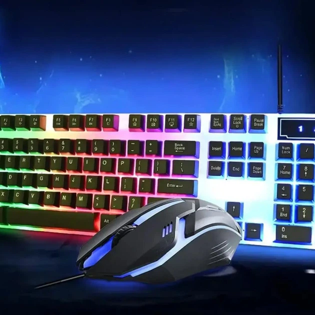 Дротова клавіатура з мишкою LED Keyboard Mouse KM 5003 Ігровий набір з підсвічуванням для комп'ютера - зображення 9