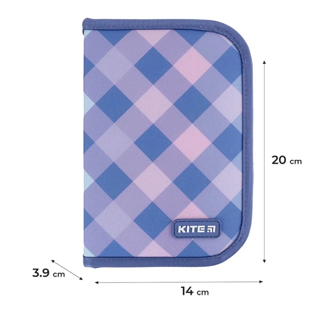 Пенал Kite 1 відділення з 2 відворотами Purple Chequer K24-622-3 - зображення 2