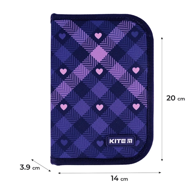 Пенал Kite 1 відділення з 1 відворотом Check and Hearts K24-621-1 - зображення 2