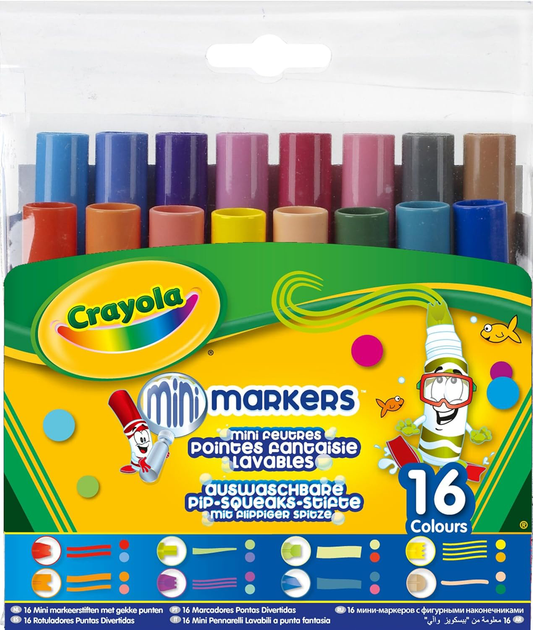 Набір маркерів Crayola Pipsqueaks Wacky Tips Washable 16 шт (71662087098) - зображення 1