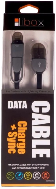 Kabel Libox USB Type A - micro-USB - Lightning M/M 1 m Black (KAB-KOM-00002) - obraz 2