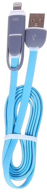 Kabel Libox USB Type A - micro-USB - Lightning M/M 1 m Blue (KAB-KOM-00001) - obraz 1