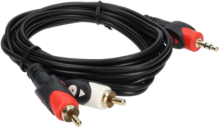 Kabel Libox 3.5 mm (mini-jack) - 2x RCA M/M 1.5 m Black (KAB-POŁ-0042) - obraz 2
