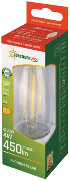 Світлодіодна лампа Spectrum 4W 3000K 230V E14 Yellow Свічка (5907418763884) - зображення 2