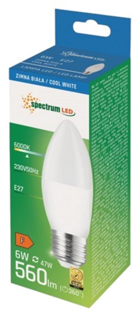 Żarówka LED Spectrum 6W 6000K 230V E27 Neutral White Świeczka (5907418736758) - obraz 2