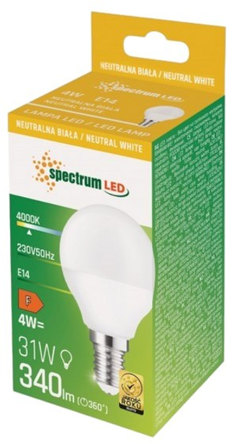 Світлодіодна лампа Spectrum 4W 4000K 230V E14 Neutral Куля (6477430) - зображення 2