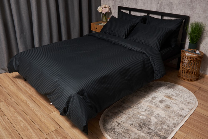 Акція на Комплект постільної білизни Moon&Star Satin Stripe Midnight Luxe King Size 220x240 см наволочки 2х40х60 см (MS-820005250) від Rozetka