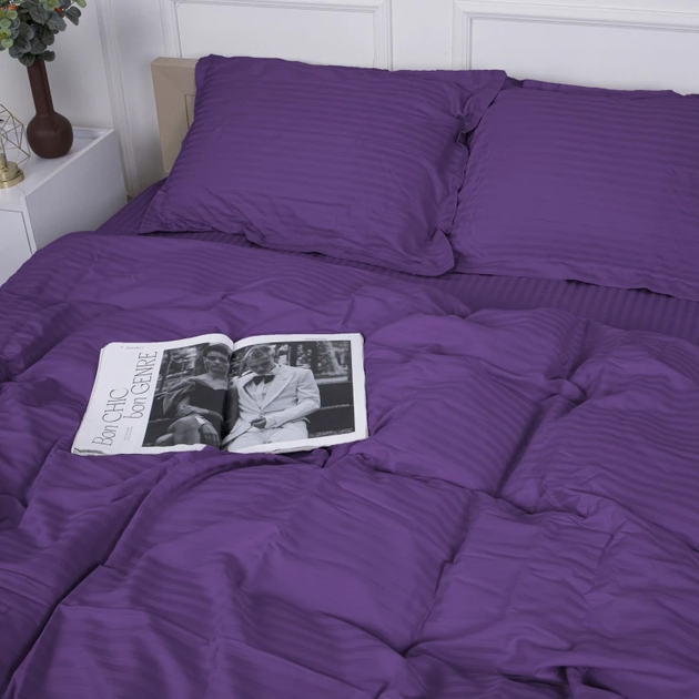 Акція на Простирадло MirSon Satin Stripe 30-0009 Purple 150х220 см від Rozetka