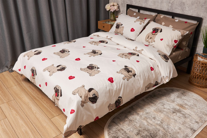 Акція на Комплект постільної білизни Moon&Star Бязь Gold Люкс Bulldog Love King Size 220x240 см наволочки 4х50х70 см (MS-820005708) від Rozetka