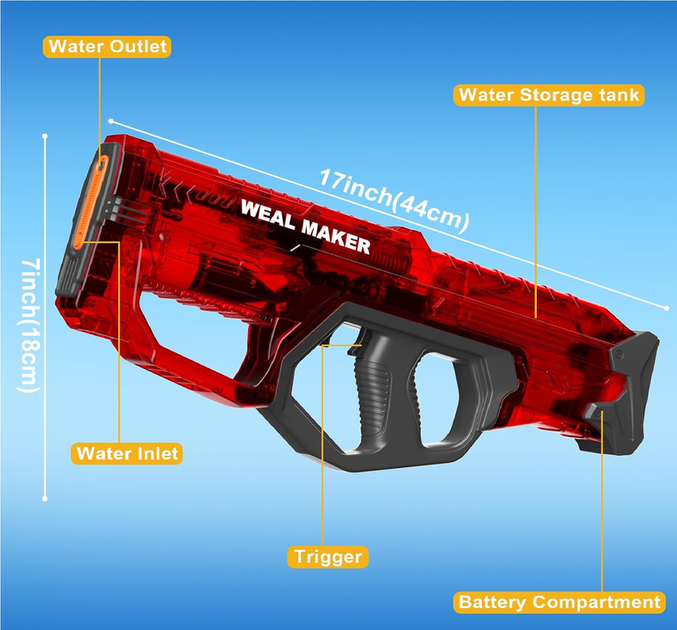 Электрический Водяной автомат на аккумуляторе Weal maker Красный - Фото 5 Электрический Водяной автомат на аккумуляторе Weal maker Красный - изображение 5