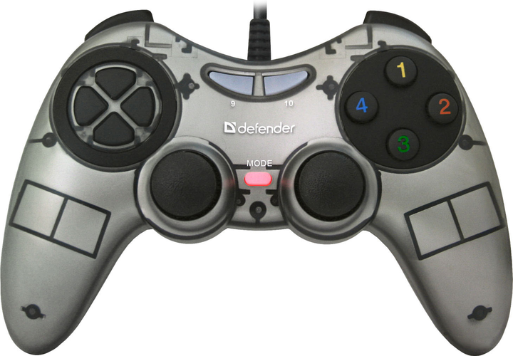 Przewodowy gamepad Defender Zoom PC Silver/Black (4714033642446) - obraz 1