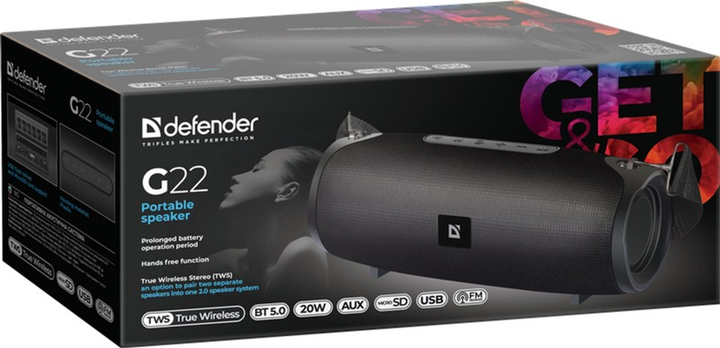 Акустична система Defender G22 20Вт Bluetooth Black (4714033651226) - зображення 6