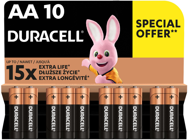 Baterie alkaliczne Duracell Basic AA 1.5V LR6 10 szt pakiet ekonomiczny (5000394152496) - obraz 1