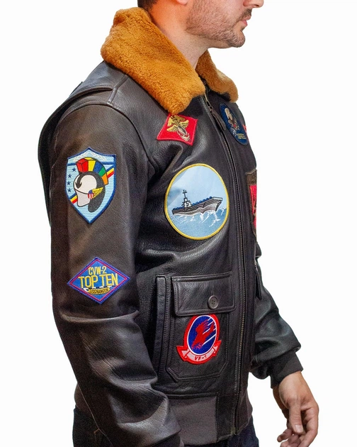 Кожаная куртка Top Gun Official Signature Series Flight Jacket 1.0 M Brown TG1M - Фото 2 Кожаная куртка Top Gun Official Signature Series Flight Jacket 1.0 M Brown TG1M - изображение 2