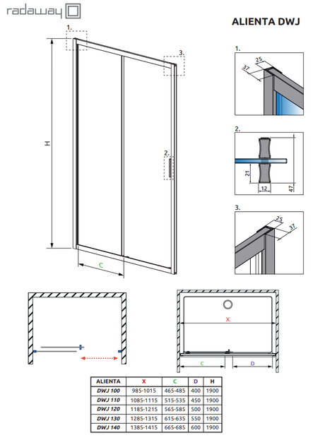 Душові двері RADAWAY Alienta DWJ 130 см скло прозоре 10260130-01-01 - Фото 2 Душові двері RADAWAY Alienta DWJ 130 см скло прозоре 10260130-01-01 - зображення 2