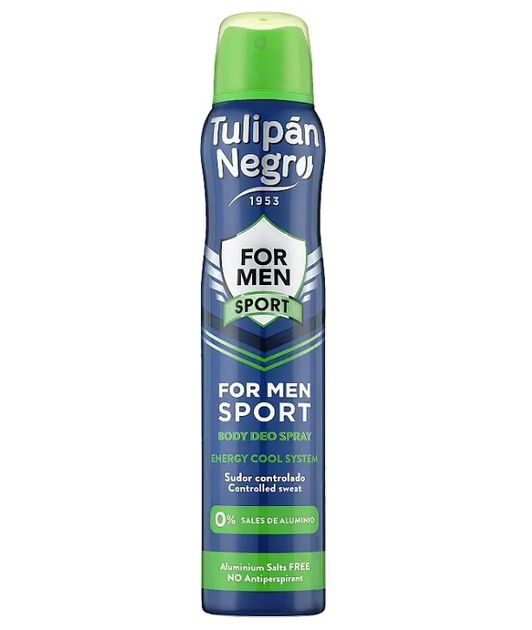 Дезодорант-спрей чоловічий "Sport" — Tulipan Negro For Men Sport Body Deo Spray, 200 мл - Фото 1 Дезодорант-спрей чоловічий "Sport" — Tulipan Negro For Men Sport Body Deo Spray, 200 мл - зображення 1