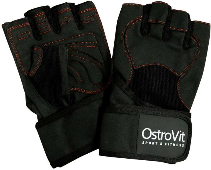 Rękawiczki treningowe męskie OstroVit z usztywniaczem Czarne XL (5903246229011) - obraz 1