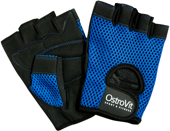 Жіночі тренувальні рукавички OstroVit Блакитно-Чорні S (5903246228847) - зображення 1