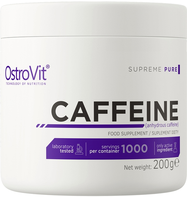 Дієтична добавка OstroVit Supreme Pure Caffeine 200 г (5903246221718) - зображення 1
