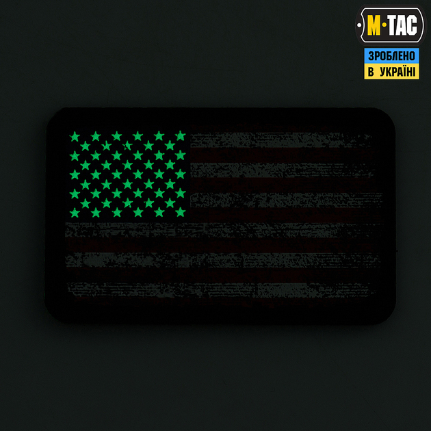 Нашивка M-Tac прапор США вінтаж (80х50 мм) Black/GID - зображення 2