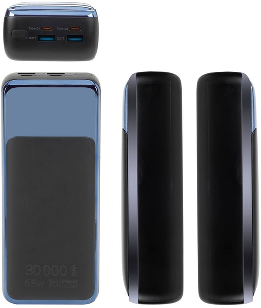 Powerbank RIVACASE 30000 mAh Black/Blue (RCVA1080) - obraz 4