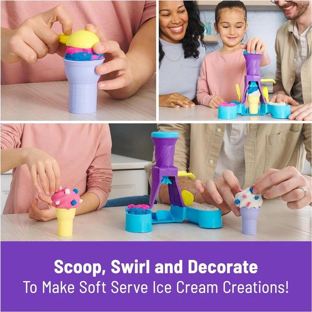 Набор кинетического песка, станция для подачи Kinetic Sand Soft Serve Station with 14oz of Play Sand - изображение 8