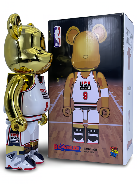 Статуетка Bearbrick x Michael Jordan 1992 x Team USA Gold Chrome 400% 28 см Medicom Toy НБА Баскетболіст - Фото 4 Статуетка Bearbrick x Michael Jordan 1992 x Team USA Gold Chrome 400% 28 см Medicom Toy НБА Баскетболіст - зображення 4