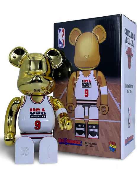 Статуетка Bearbrick x Michael Jordan 1992 x Team USA Gold Chrome 400% 28 см Medicom Toy НБА Баскетболіст - Фото 7 Статуетка Bearbrick x Michael Jordan 1992 x Team USA Gold Chrome 400% 28 см Medicom Toy НБА Баскетболіст - зображення 7