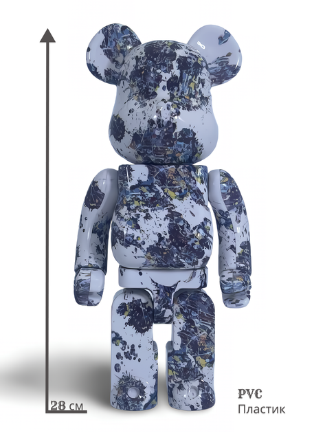 Статуэтка Bearbrick x Jackson Pollock Studio x Splash 400% 28 см Medicom Toy Буйство красок - изображение 9