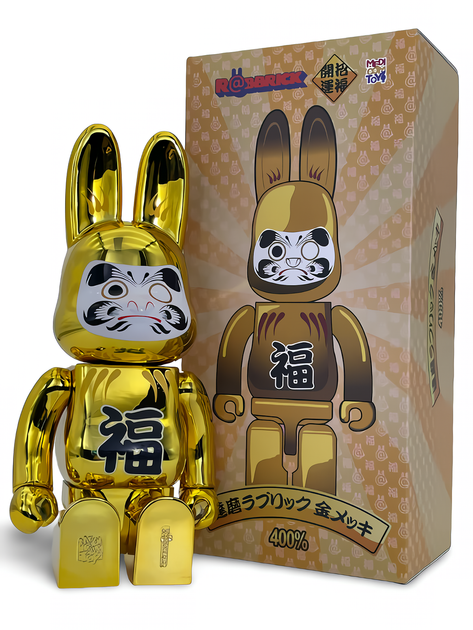Статуетка Bearbrick x Daruma x Rabbit Gold 400% 28 см Medicom Toy Золотий заєць - зображення 7