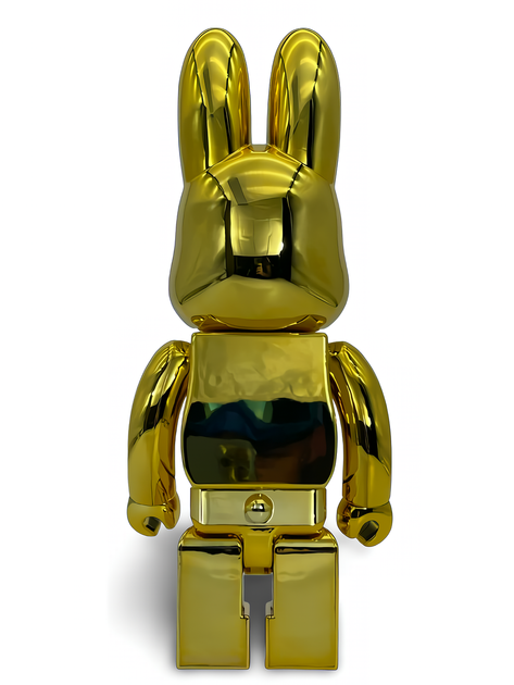 Статуетка Bearbrick x Daruma x Rabbit Gold 400% 28 см Medicom Toy Золотий заєць - зображення 10