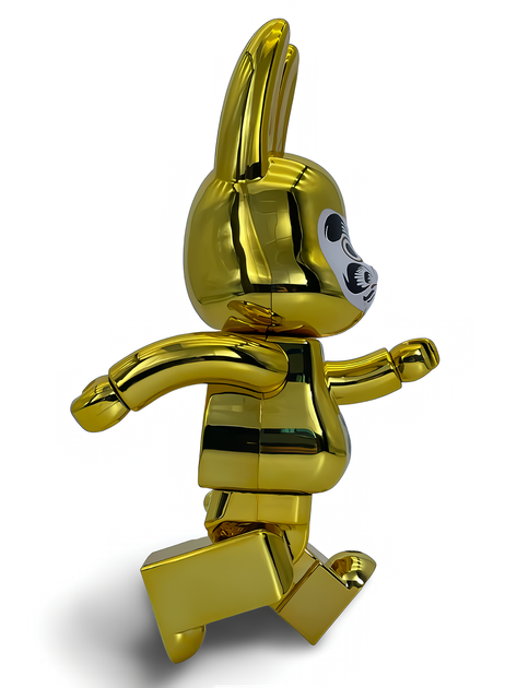 Статуетка Bearbrick x Daruma x Rabbit Gold 400% 28 см Medicom Toy Золотий заєць - зображення 12