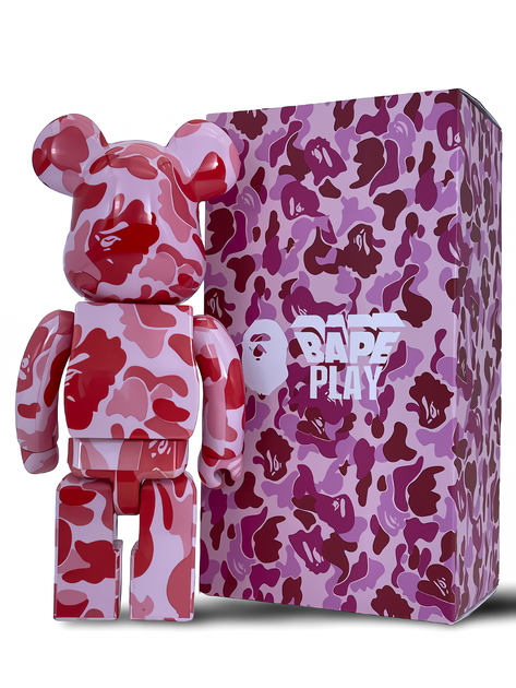 Статуэтка Bearbrick x Bape x ABC Camo Pink 400% 28 см Medicom Toy