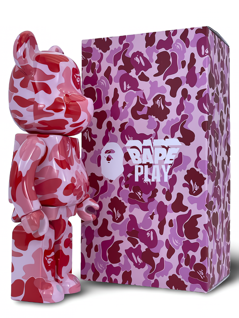 Статуетка Bearbrick x Bape x ABC Camo Pink 400% 28 см Medicom Toy Камуфляжний - зображення 4