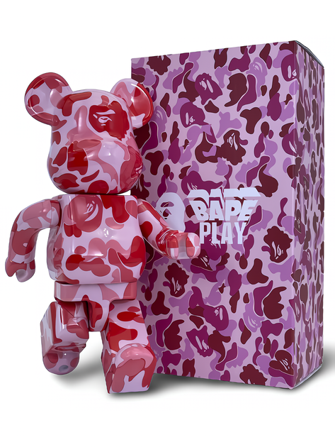 Статуетка Bearbrick x Bape x ABC Camo Pink 400% 28 см Medicom Toy Камуфляжний - зображення 6