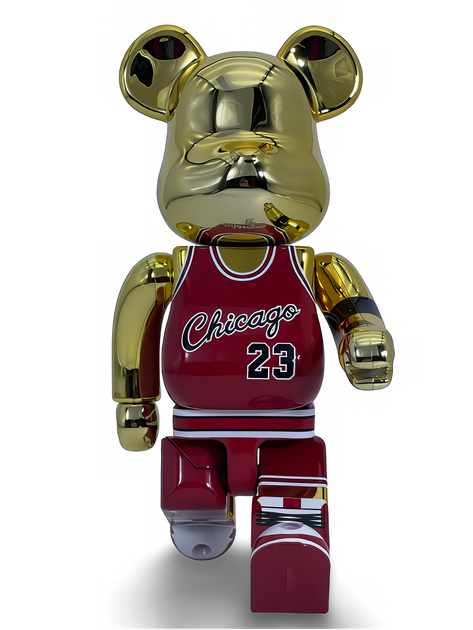 Статуэтка Bearbrick x Michael Jordan 1985 x Rookie Jersey Gold Chrome 400% 28 см Medicom Toy НБА Баскетболист - изображение 11