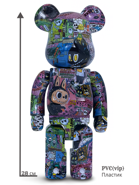 Статуэтка Bearbrick x Monsters Elf x Labubu Zimomo 400% 28 см Medicom Toy Милый монстр - изображение 9