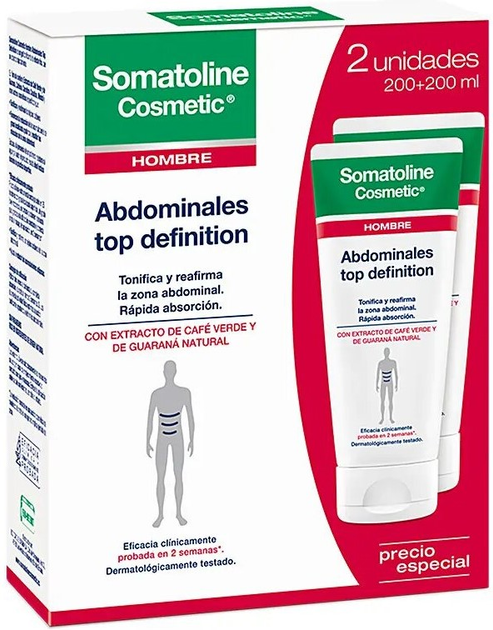 Гель для живота Somatoline Cosmetic Hombre Abdominales Top Definition Crioactivo Скорочувальний 2 x 200 мл (8410118032657) - зображення 1