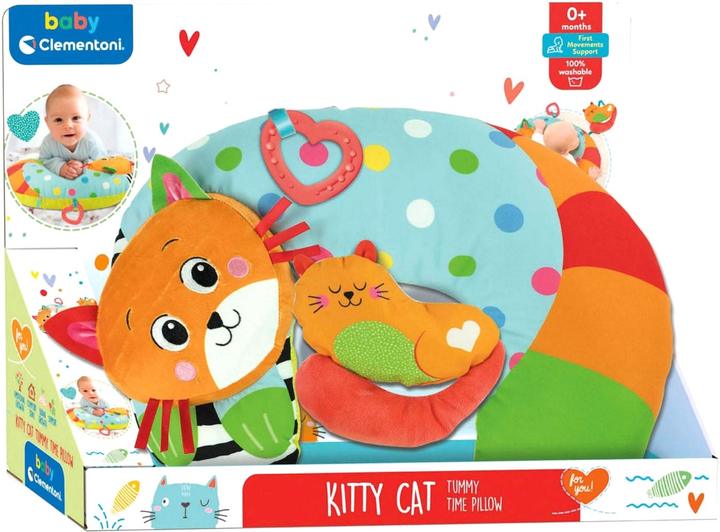 Mata edukacyjna Clementoni Baby Tummy Time Cushion Kitty Cat (8005125178001) - obraz 1