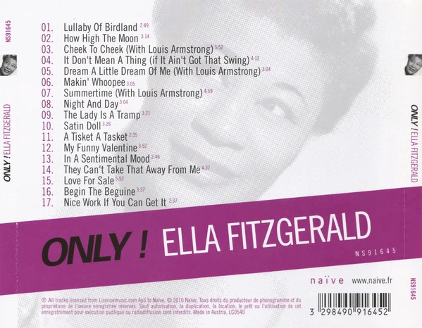 Музичний CD диск Ella Fitzgerald – Only! Ella Fitzgerald (Фірмовий) - зображення 2