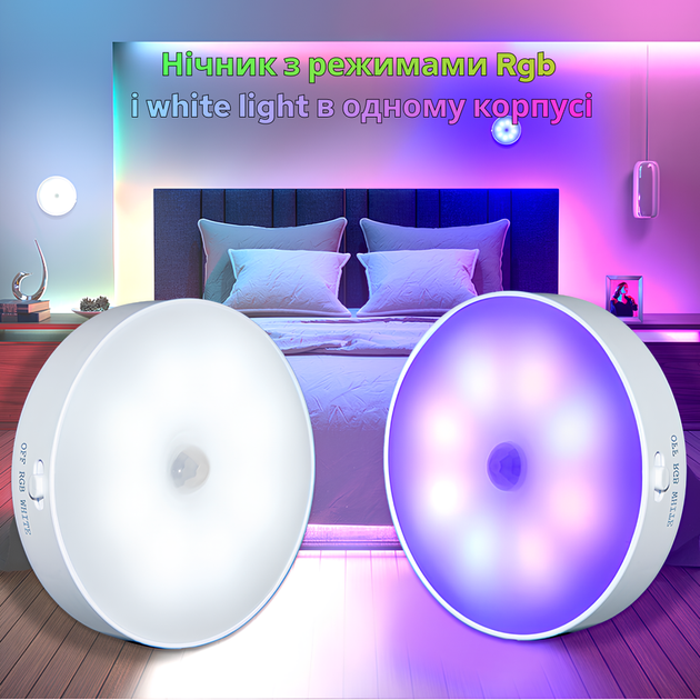 Светильник-ночник лампа на магните с аккумулятором и датчиком движения INSPIRE night GZ-3 0.6W RGB+WW 400mAh - изображение 9