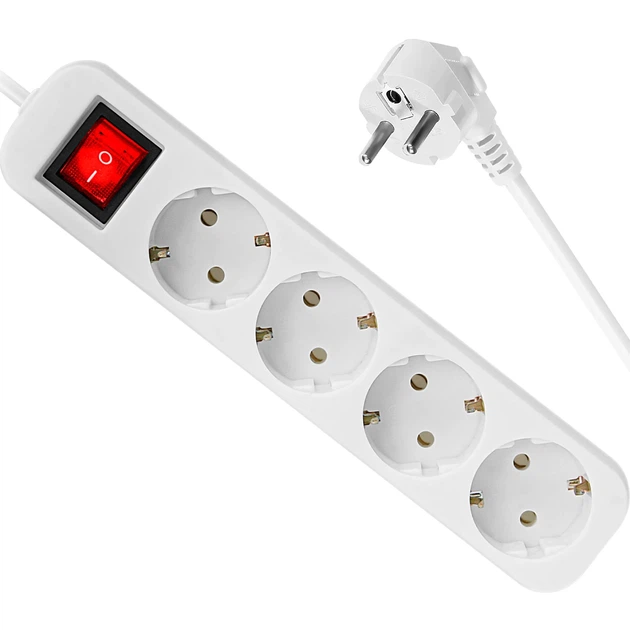 Сетевой фильтр удлинитель Power filtr 5.0м Defender S450 4 розетки с выключателем и заземлением White (992390) - изображение 5